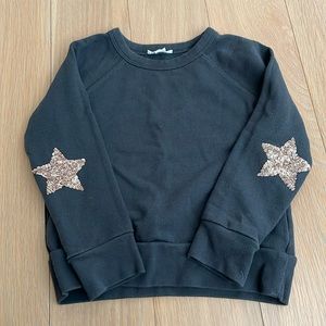 Crewcuts black star sequin gold elbow patches girls sweatshirt xs